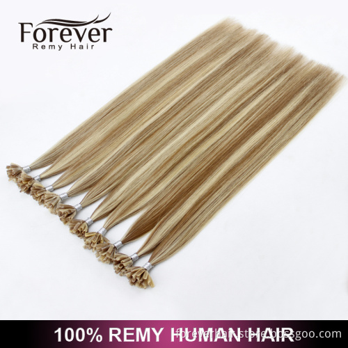 Forever keratin 100 cheap straight remy human piano color u tip hair extension wholesale